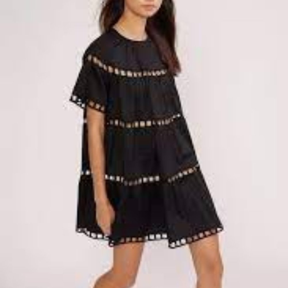 Cynthia Rowley flirty Spring Black Postcard Eyelet Dress M / L